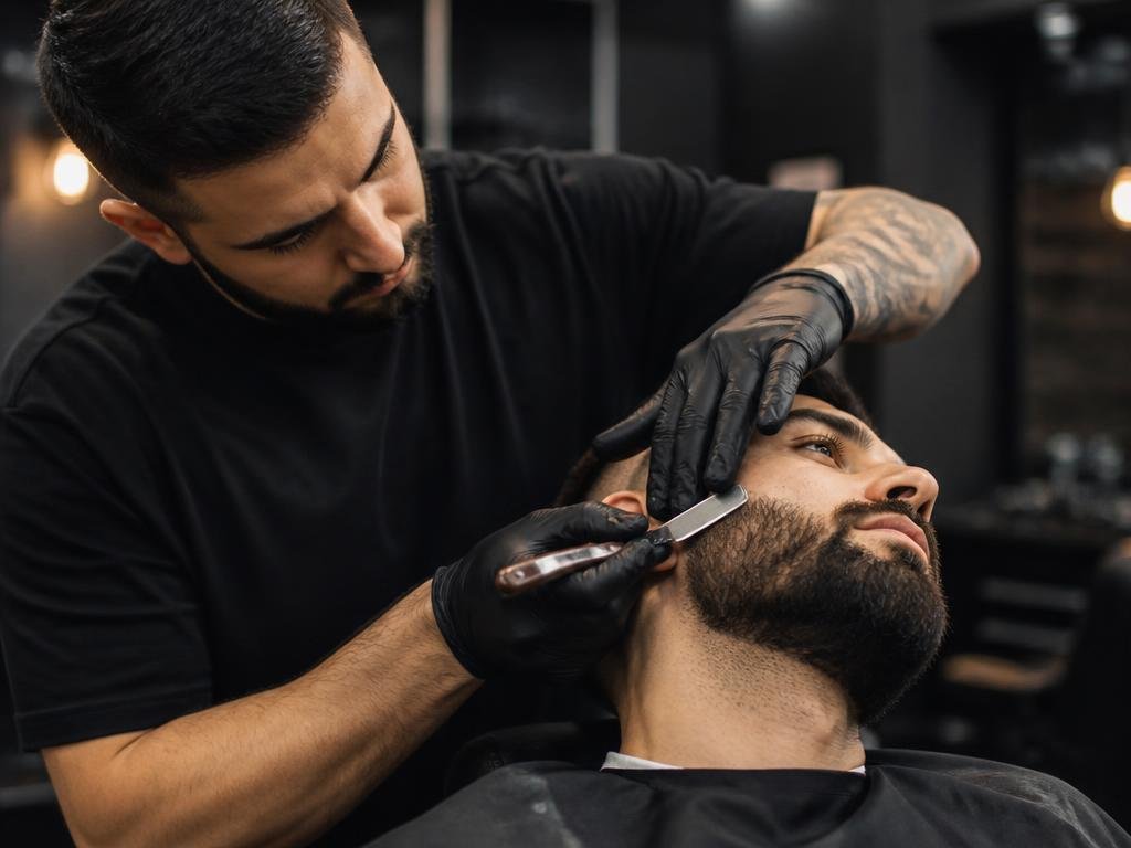 Barba desenhada e alinhada na navalha em São Bernardo do Campo