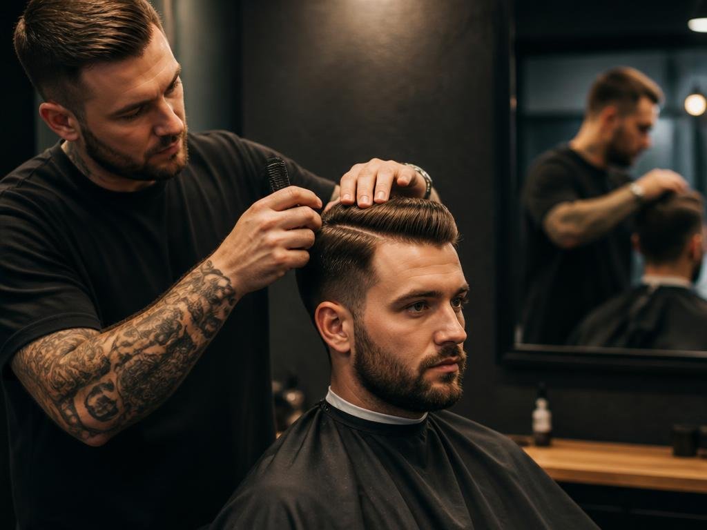 Penteado masculino finalizado na Barbearia Novo Estilo