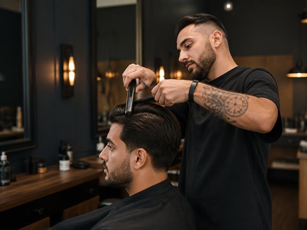 Progressiva e relaxamento masculino com fio alinhado