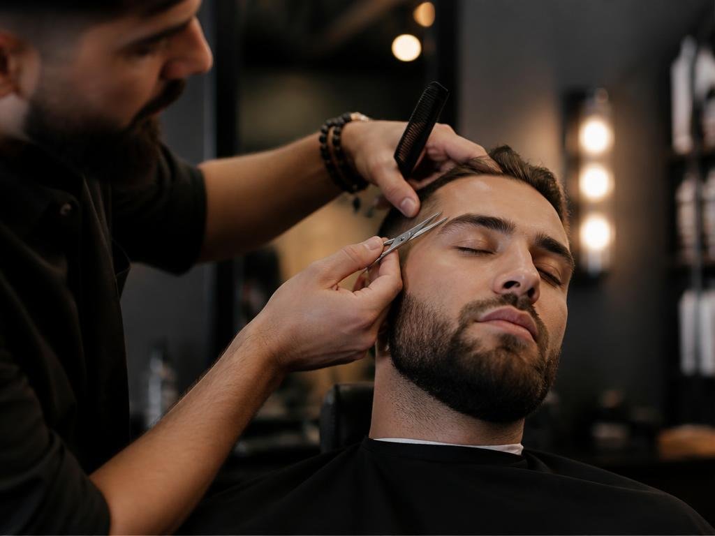 Sobrancelha masculina alinhada na Barbearia Novo Estilo